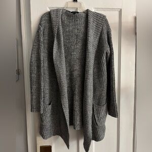 Womens Cardigan Open Front Knit Cardigan Small Gray Pockets Hooded PINK CLOVER